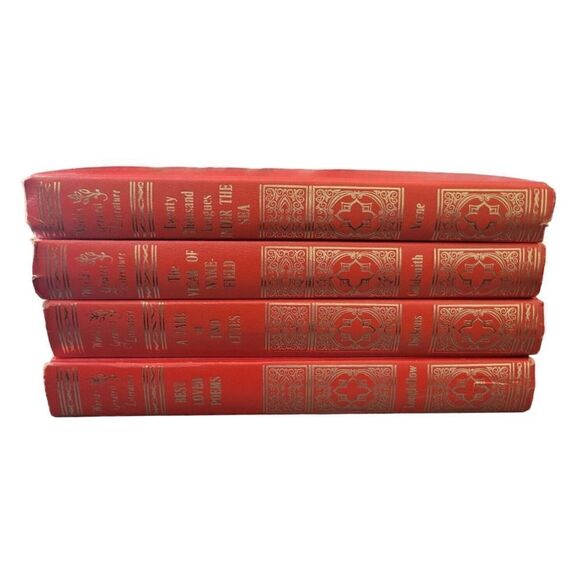 Worlds Greatest Literature Fountain Press 1965 Hardback Red Gold Gilted 4 Books - Picture 3 of 8